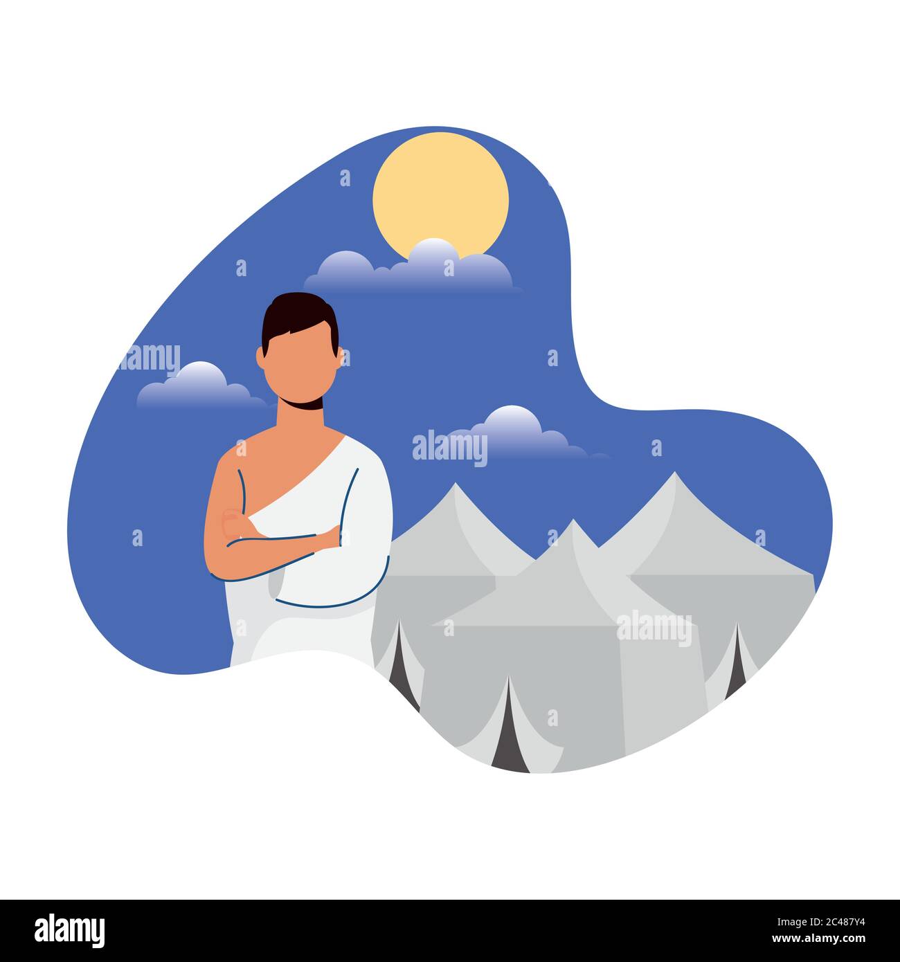Pèlerinage Hajj avec homme et tentes scène vecteur illustration design Illustration de Vecteur