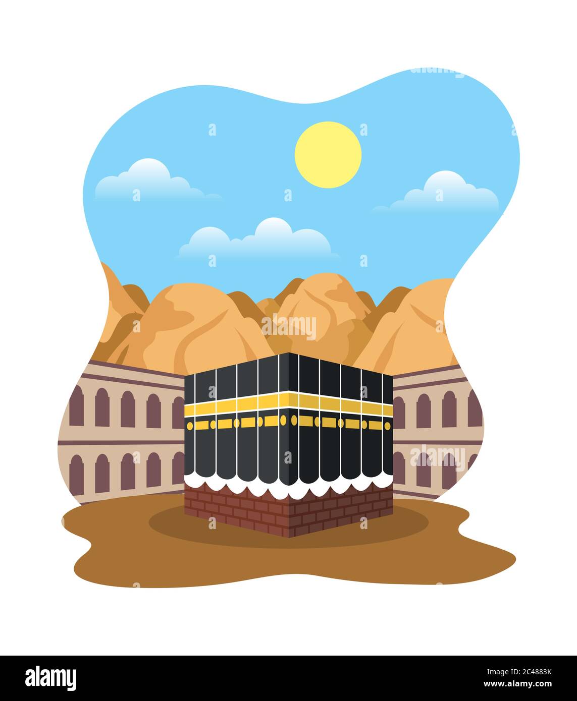Pèlerinage Hajj avec kaaba scène vecteur illustration design Illustration de Vecteur