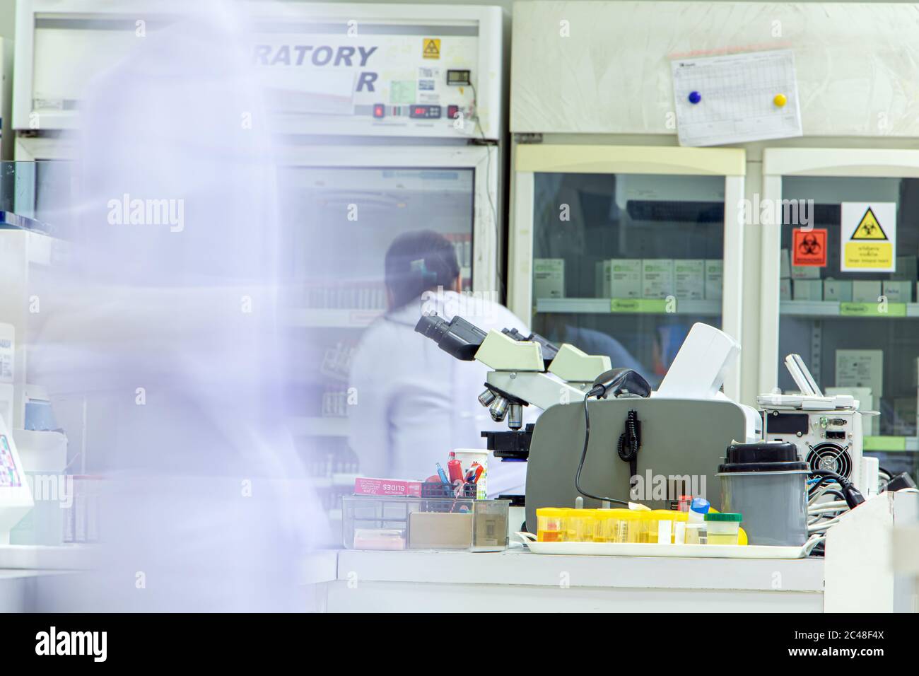 Personnel médical travaillant dans le laboratoire de l'hôpital. Banque D'Images