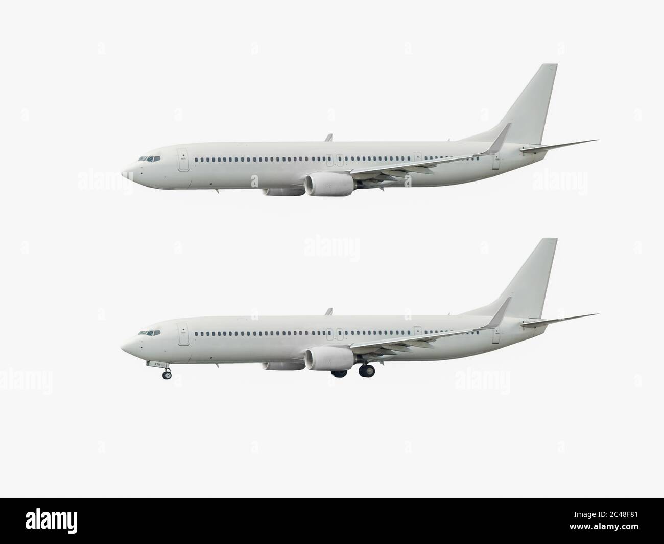 L'avion Airbus s'isole sur fond blanc. Banque D'Images