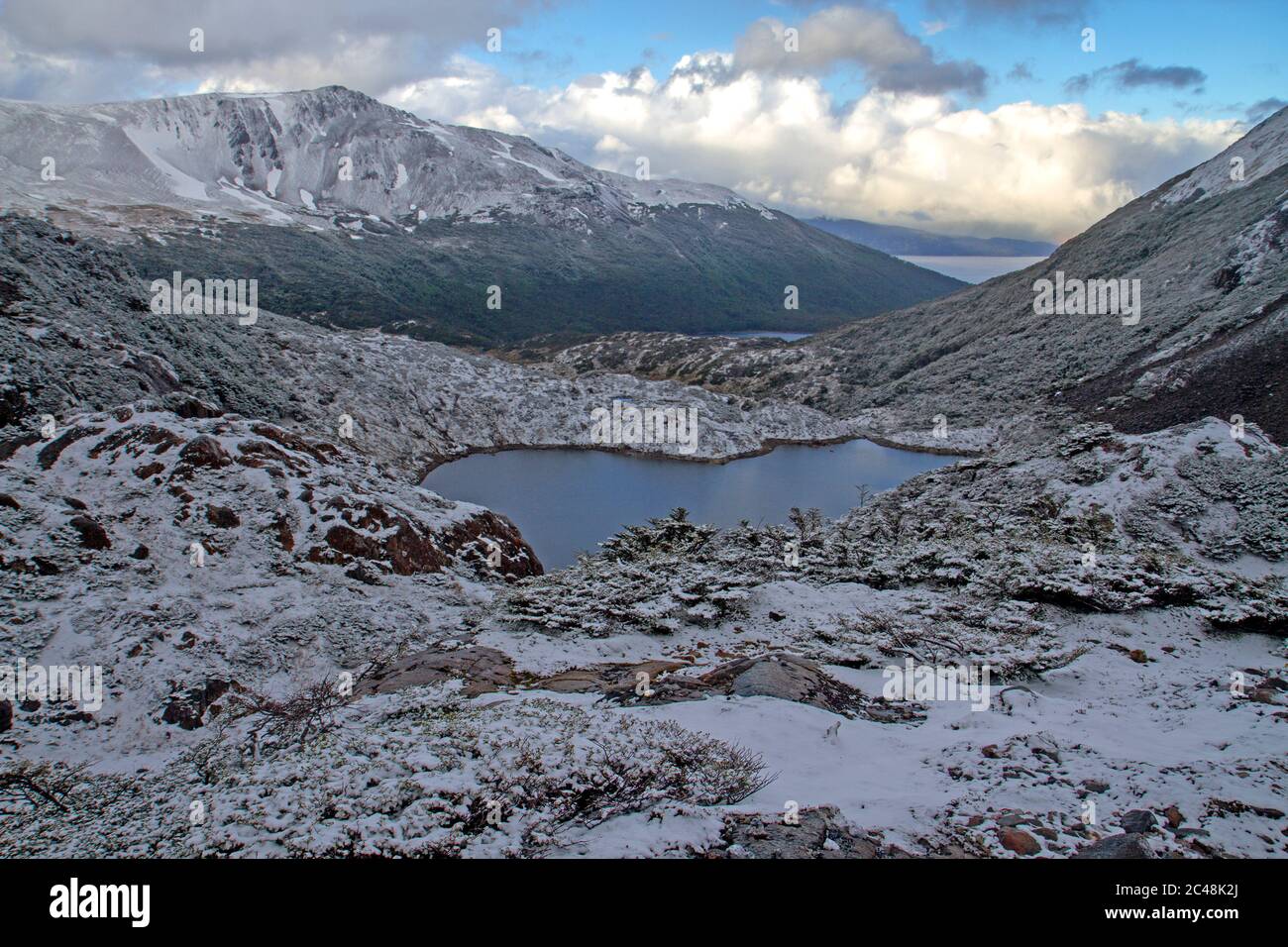Laguna del Salto dans les montagnes de Dientes de Navarino sur Isla Navarino Banque D'Images