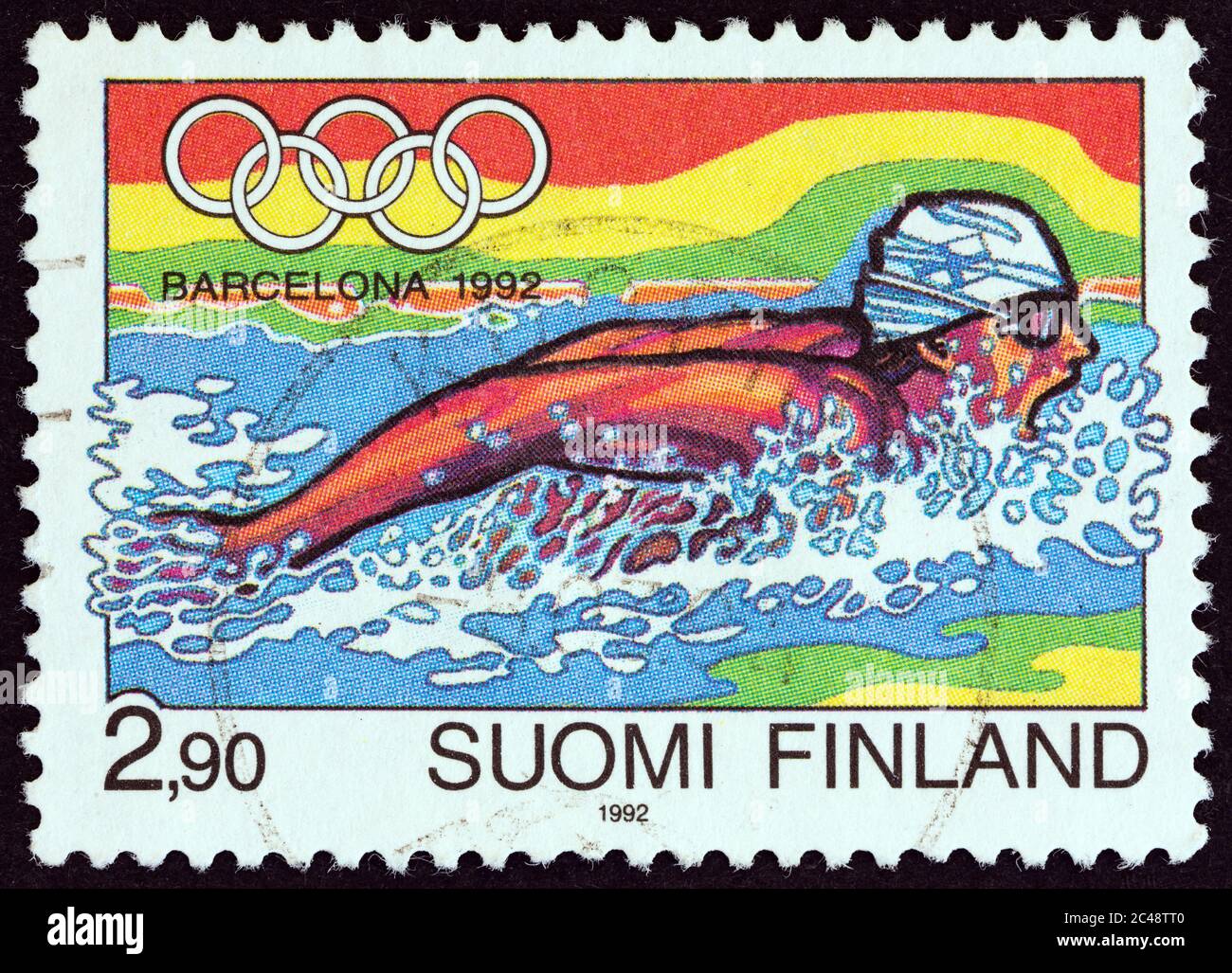 Billet Olympique Barcelone 1992 - Talon Natation, 30ème Jeux