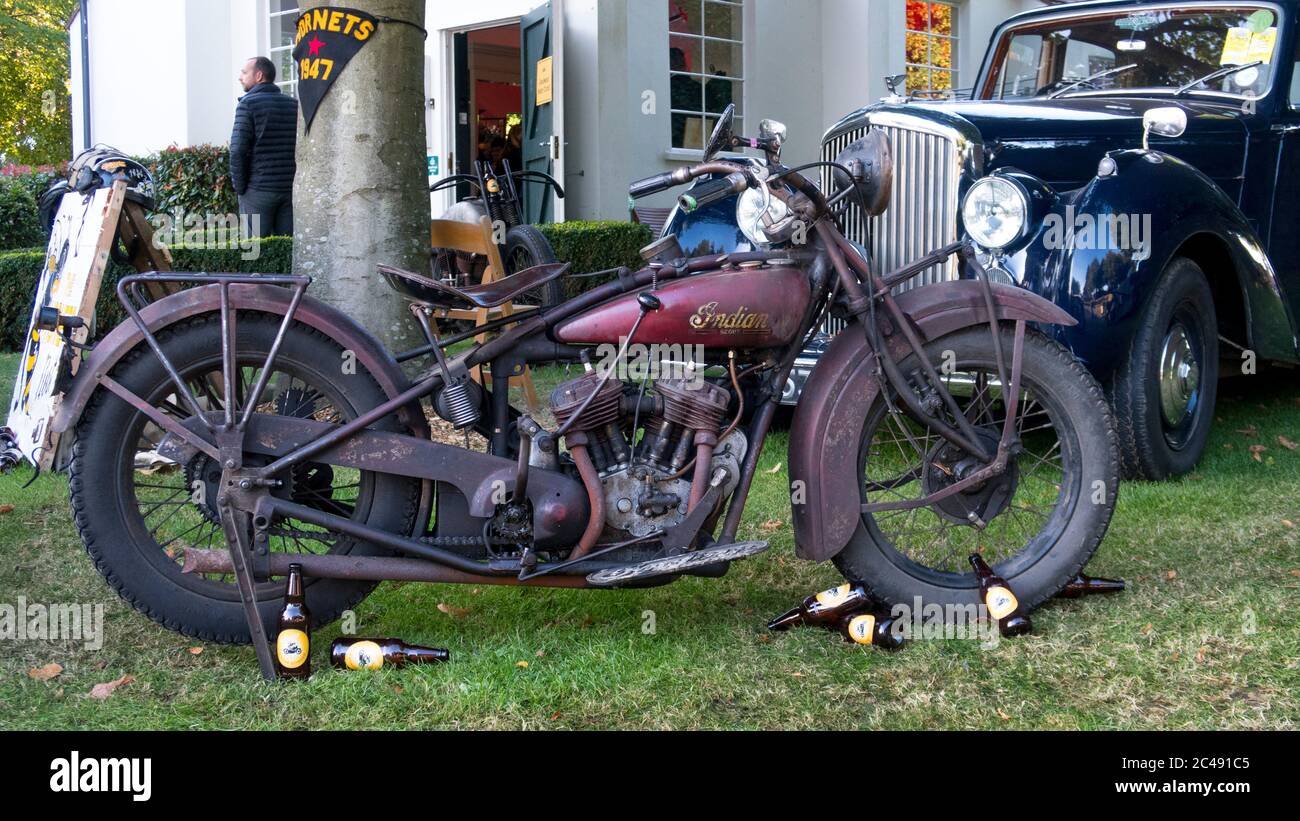 Moto scoute indienne dans la patine originale Banque D'Images