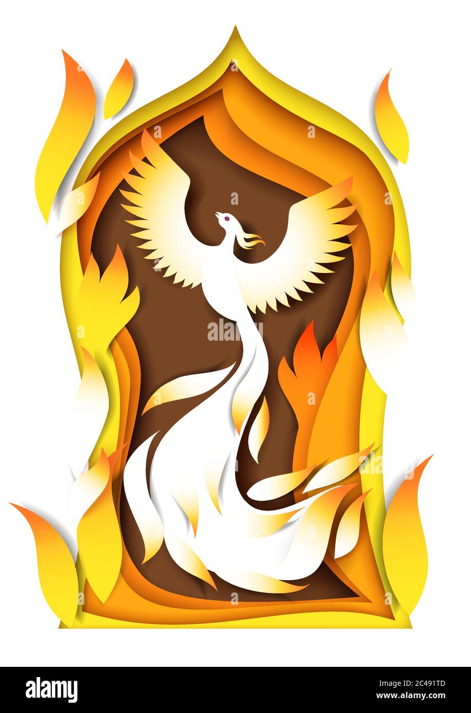 Firebird, illustration vectorielle en style papier Illustration de Vecteur