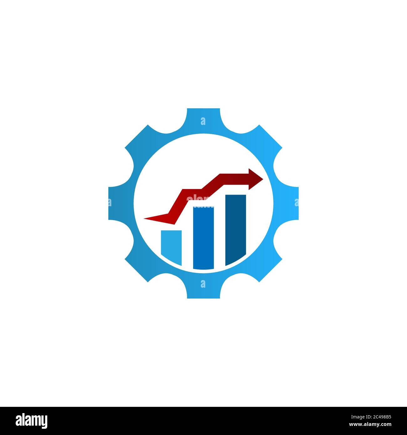 L'entreprise Financement de vecteur de conception de logo. Logo avec barre graphique et flèche dans un engrenage cog Illustration de Vecteur