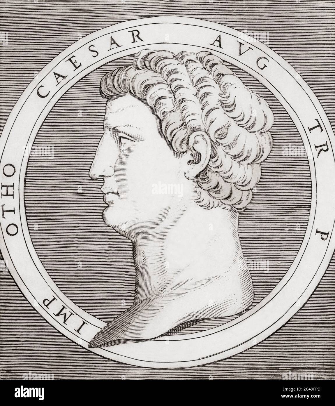 Otho, 32 - 69 AD. Après une gravure du XVIe siècle par Marcantonio Raimondi. Banque D'Images