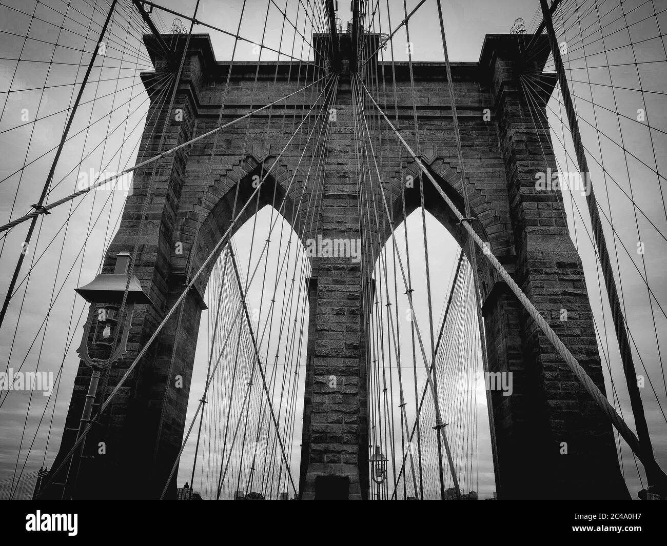 Pont de Brooklyn noir et blanc Banque D'Images