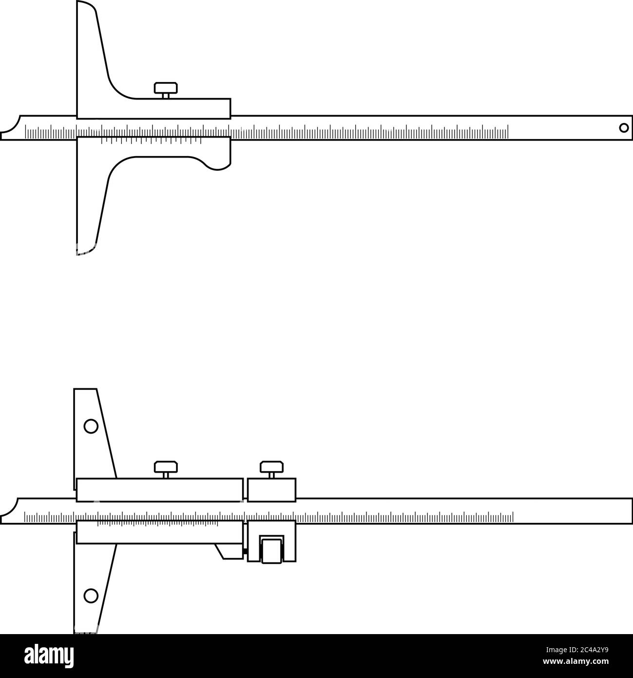 Jeu de jauges de profondeur à vernier. Vecteur ligne mince Illustration de Vecteur