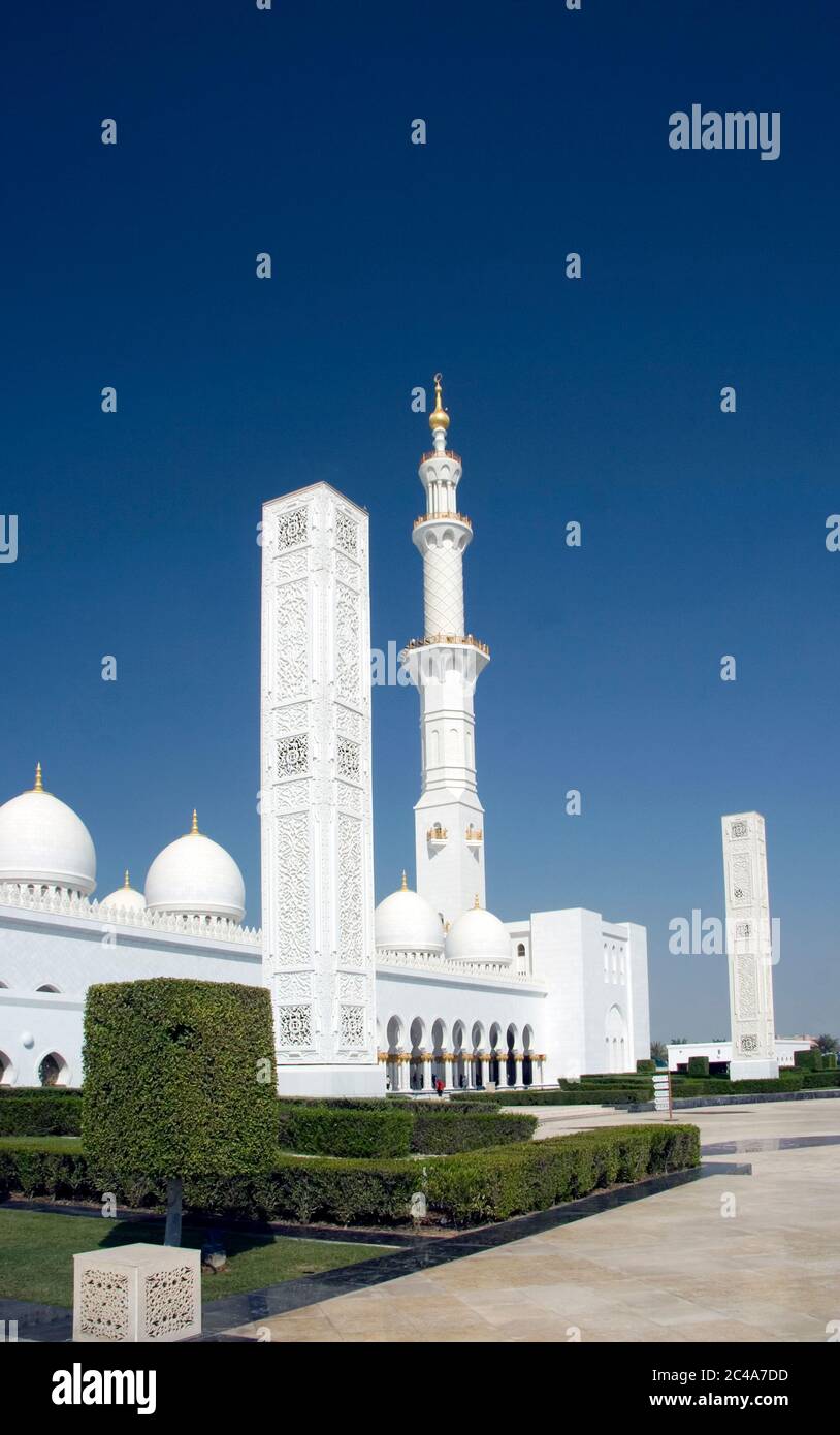 Grande Mosquée de Sheikh Zayed, Abu Dhabi, Émirats arabes unis, Moyen Orient Banque D'Images