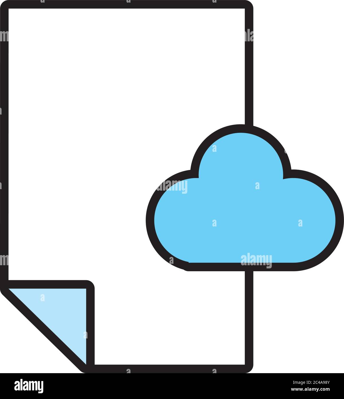 document papier avec ligne de cloud computing et style de remplissage icône vectorisation de conception d'illustration Illustration de Vecteur