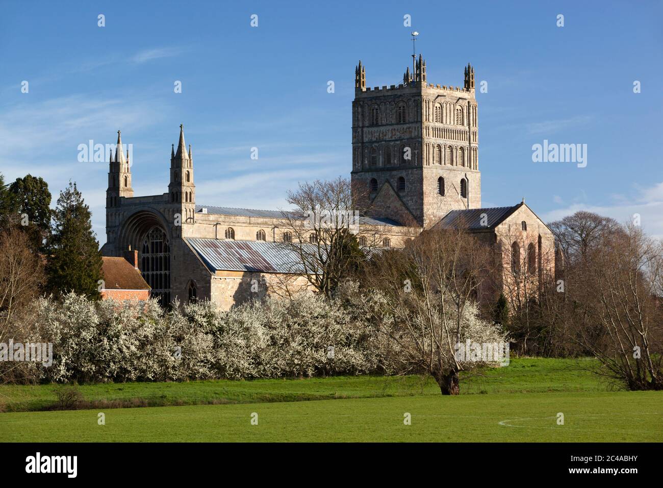 Abbaye de St Mary la Vierge (Abbaye de Tewkesbury), Tewkesbury, Gloucestershire, Angleterre, Royaume-Uni, Europe Banque D'Images