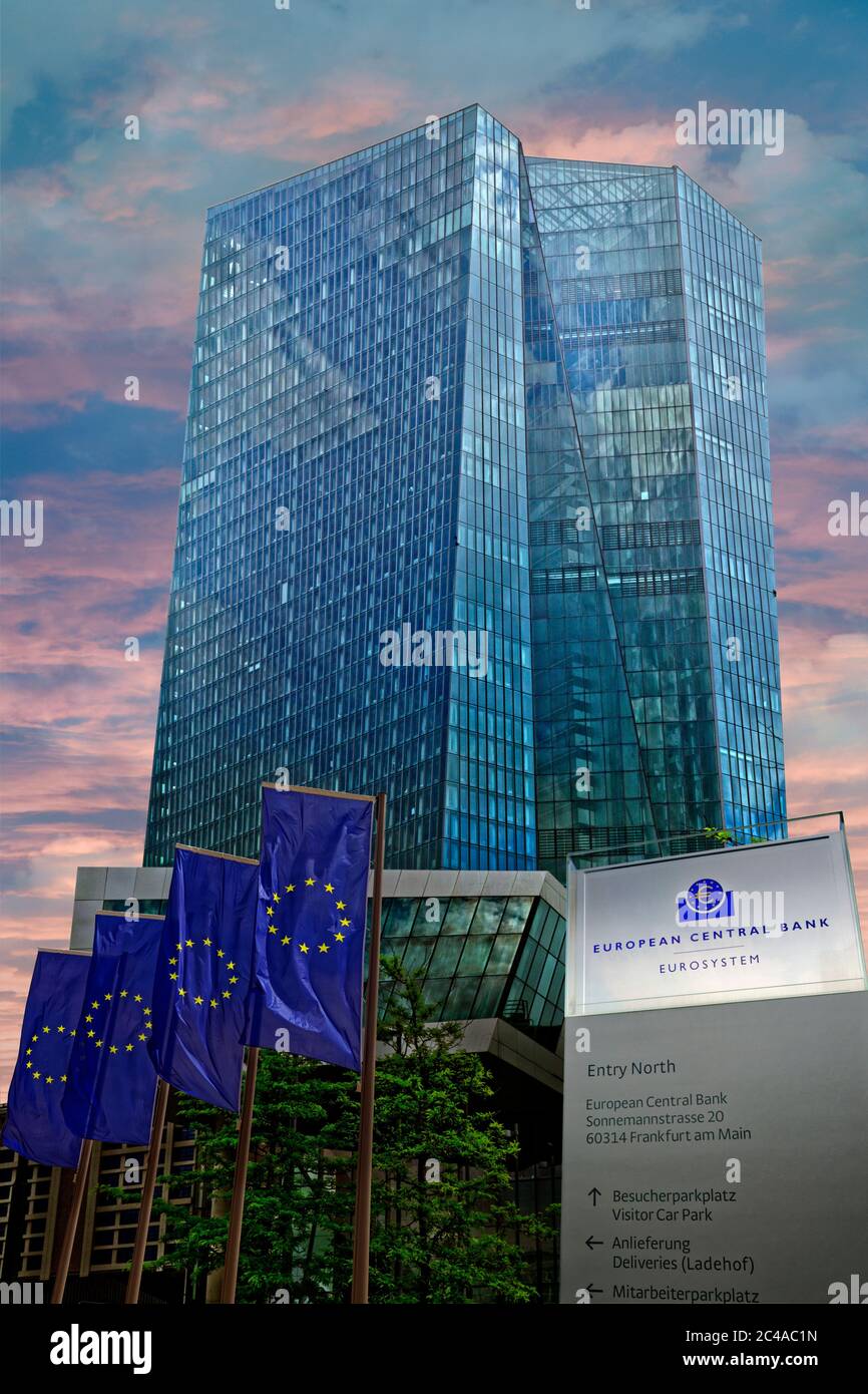 Le nouveau bâtiment du siège de la Banque centrale européenne, a ouvert ses portes en 2014, à Ostende de Francfort, Allemagne. Banque D'Images