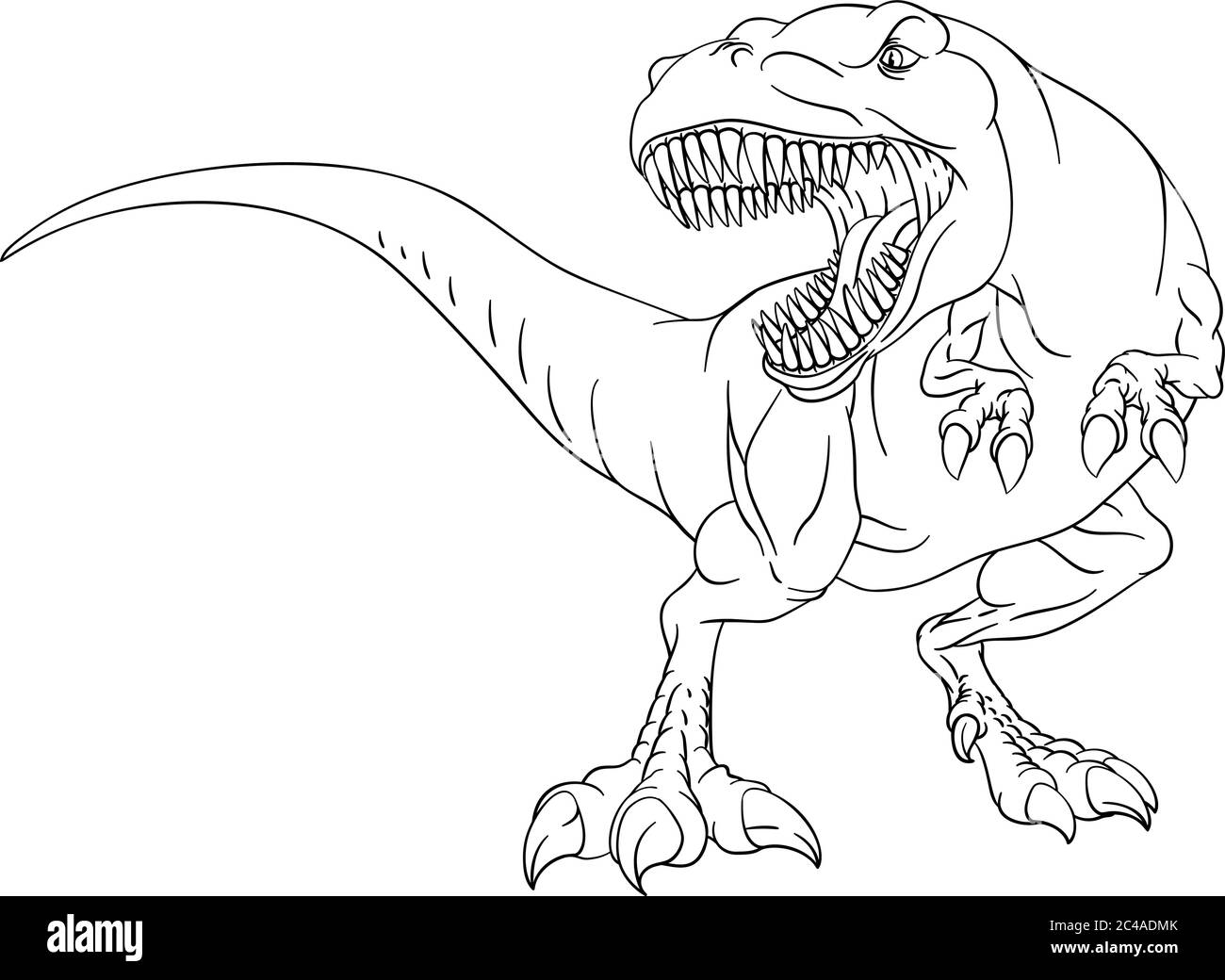 Page de livre de coloriage de dessin-animé Dinodur T Rex Outline Illustration de Vecteur