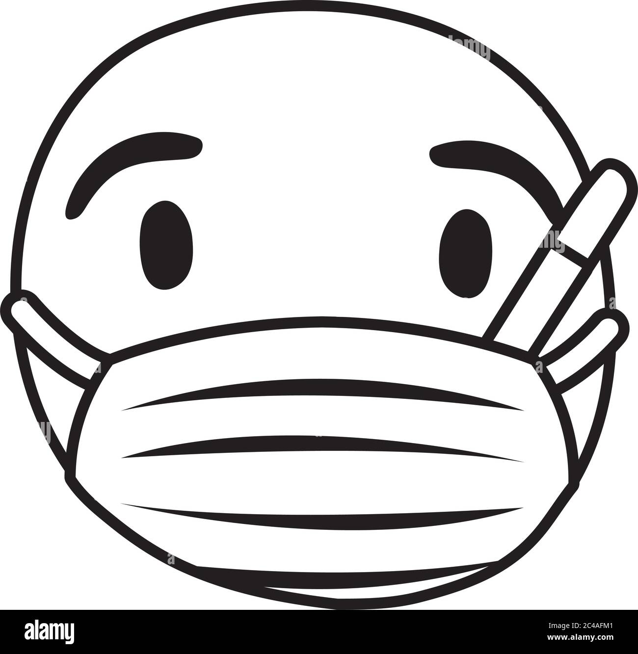 emoji malade portant un masque médical et un thermomètre style ligne dessin  vectoriel Image Vectorielle Stock - Alamy