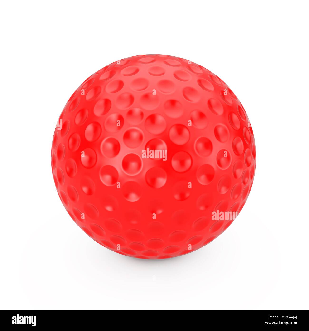 Balle de golf rouge sur fond blanc rendu 3d Banque D'Images