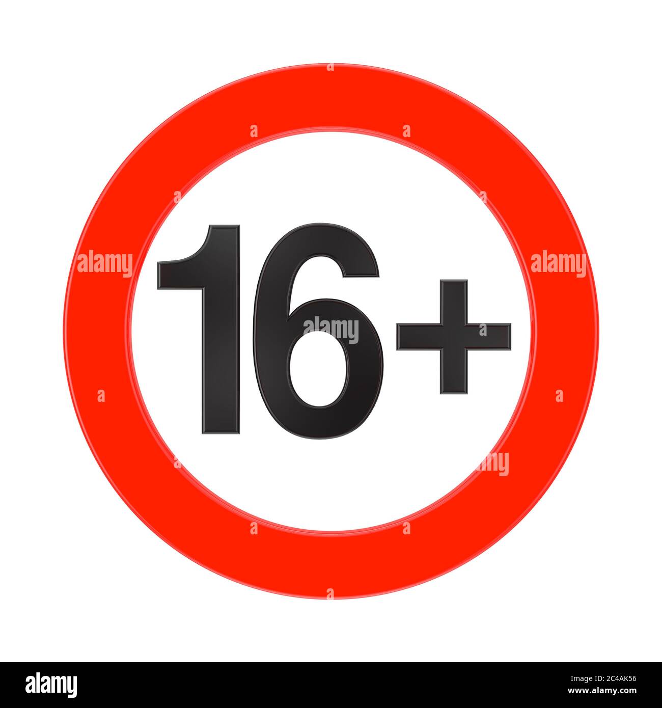 Interdit sous l'âge de 16 signe rouge sur un fond blanc rendu 3d Banque D'Images
