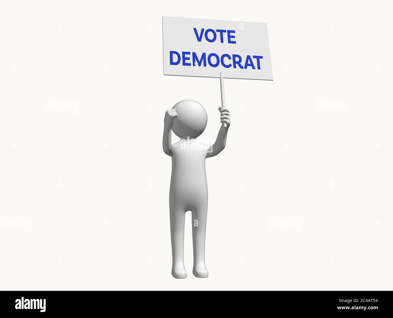 Personnage anonyme en 3D avec signe de soutien vote démocrate vote démocrate vote démocrate écriteau démocrate vote démocrate choix de vote Banque D'Images