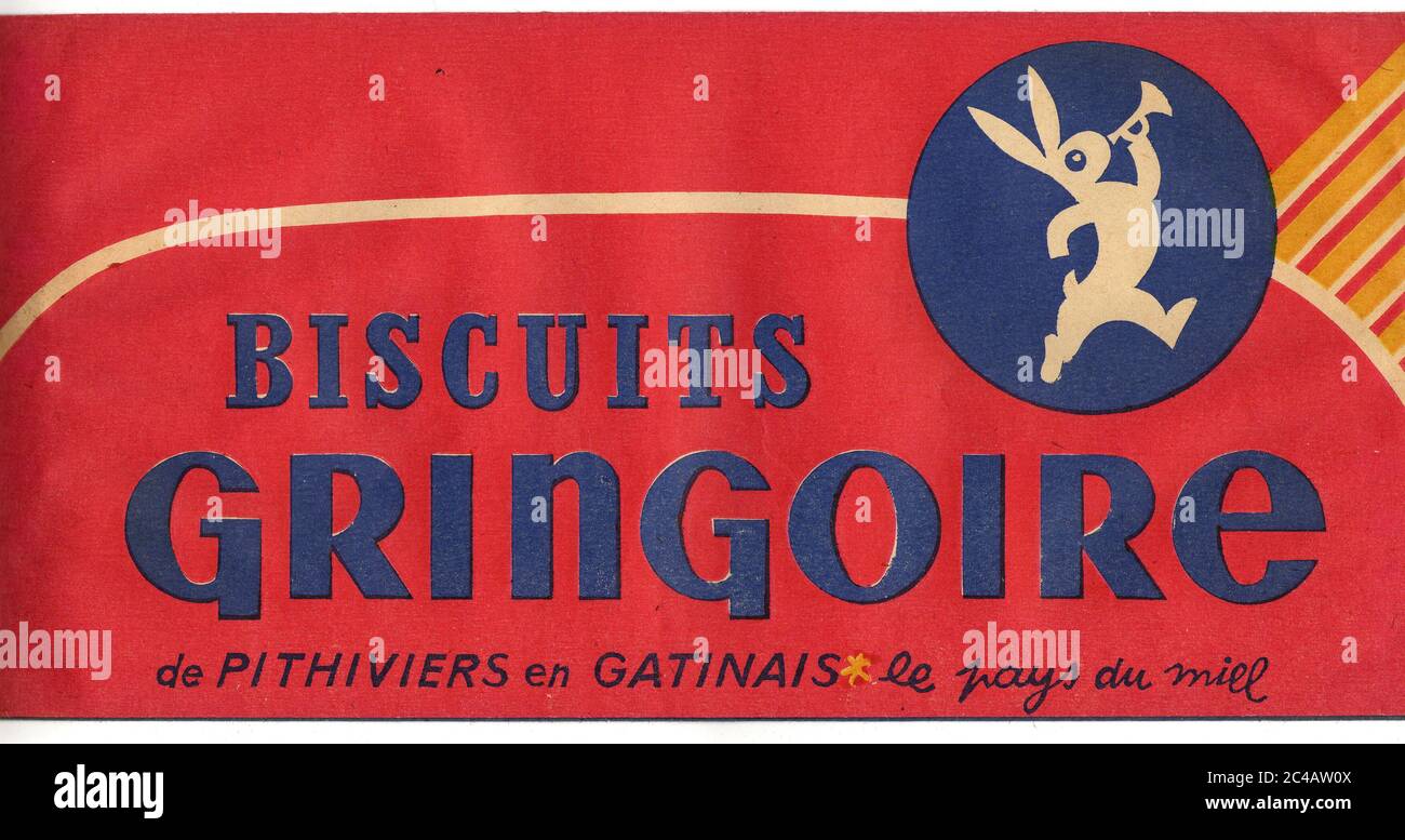 Biscuits calot papier Gringoire vers 1950 avec le lapin Gringo / Gringoire bouchon de papier biscuit vers 1950 avec le lapin Gringo Banque D'Images