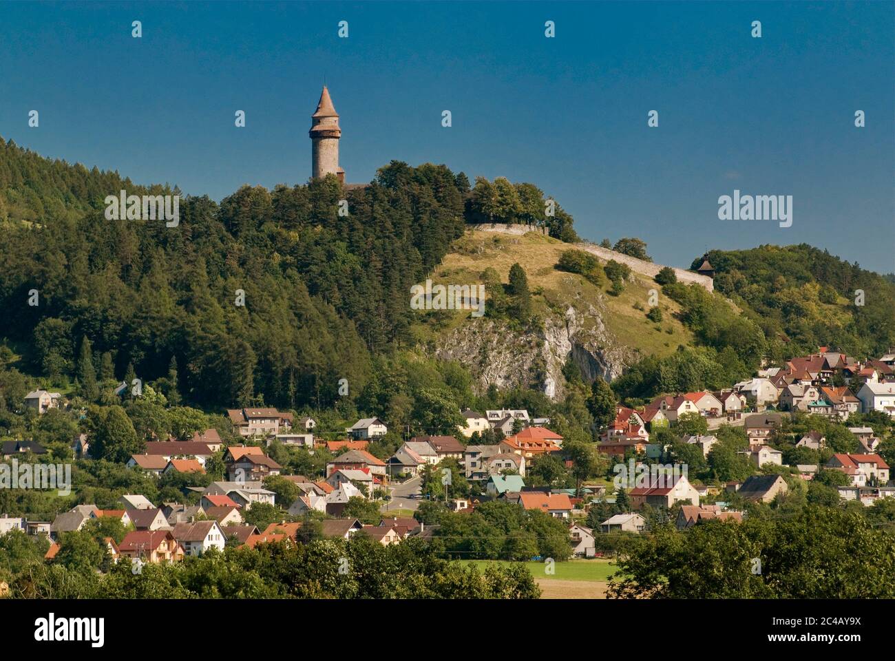 Tour du château de Truba sur la ville de Štramberk, Moravskoslezský kraj, République tchèque Banque D'Images