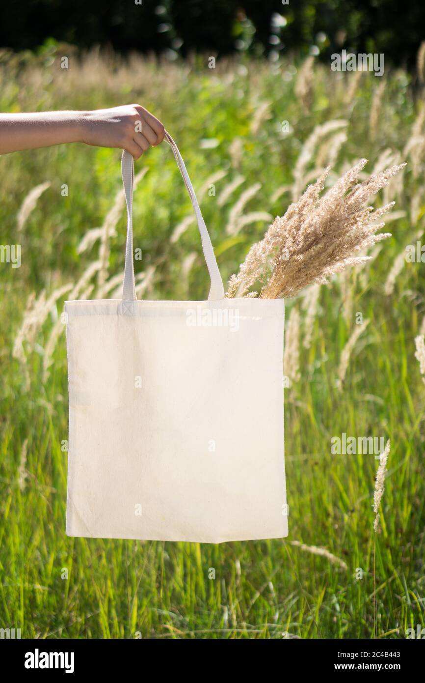 Tendance cologique sac cabas en coton sans motif sur fond vert