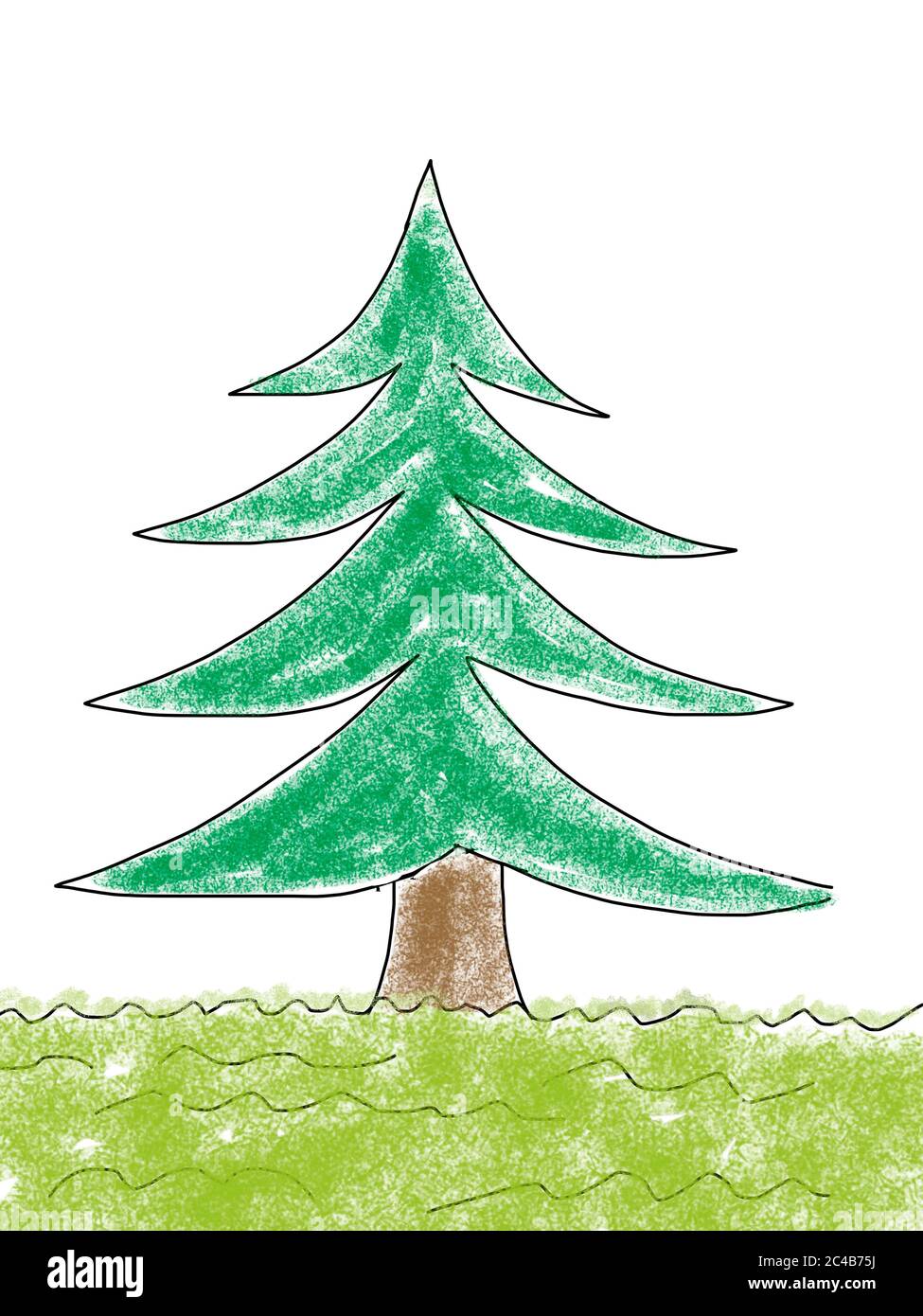 Illustration naïve, dessin d'enfants, conifères, Allemagne Banque D'Images