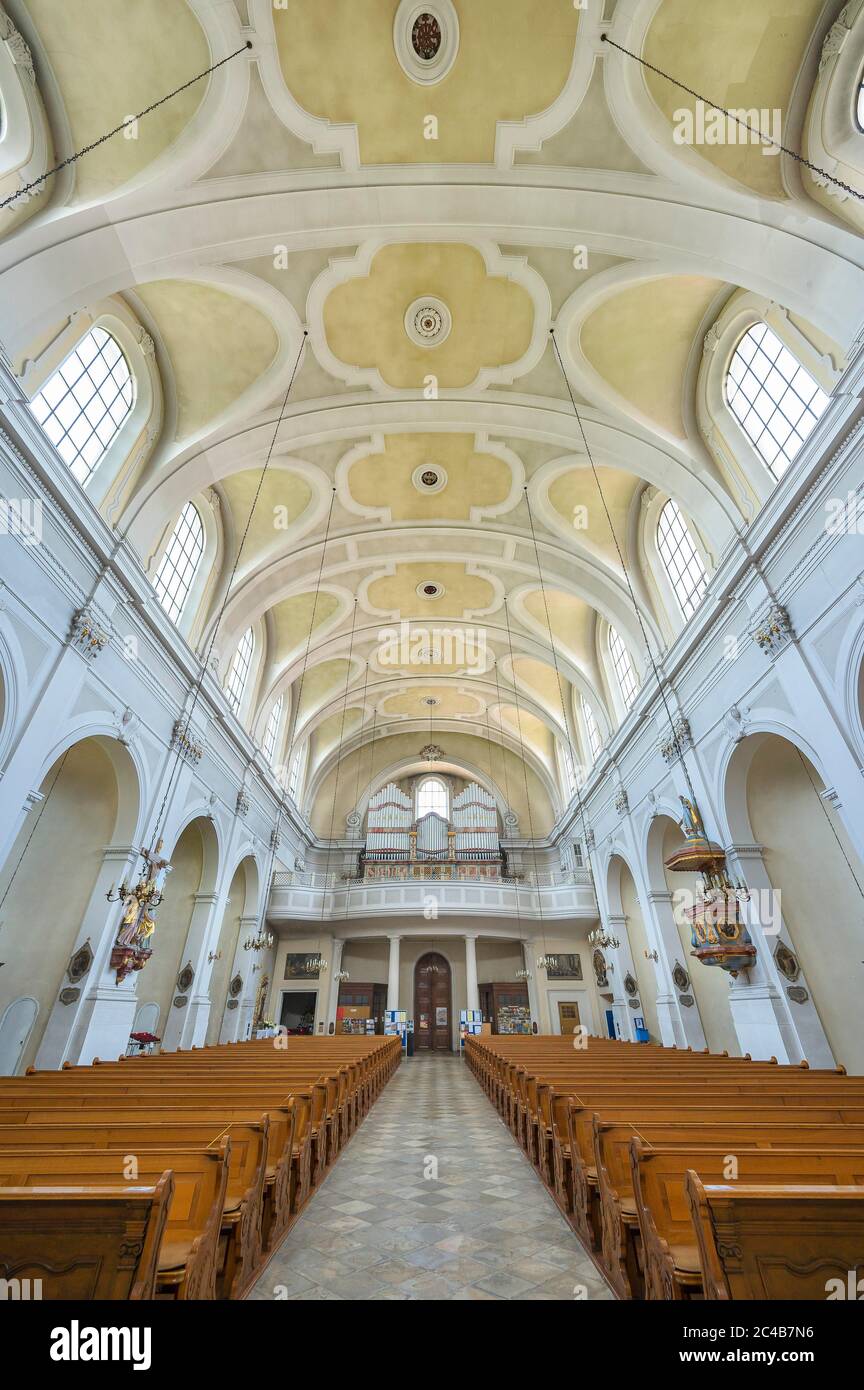 Loft d'orgue, église paroissiale de Sainte-Thérèse, Munich, haute-Bavière, Bavière, Allemagne Banque D'Images