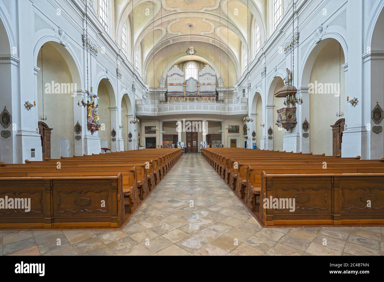 Loft d'orgue, église paroissiale de Sainte-Thérèse, Munich, haute-Bavière, Bavière, Allemagne Banque D'Images