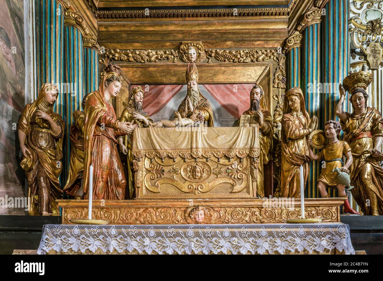 Groupe de figures, ordination de Jésus dans le Temple de Pellegrino Tibaldi et Andrea Prestinari, Sanctuaire baroque de Santa Maria del Monte, Sacro Banque D'Images