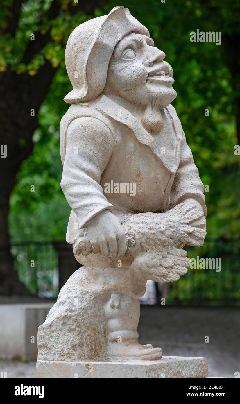 Nain au poulet, jardin nain, jardin nain au jardin Mirabell, Salzbourg, Autriche Banque D'Images