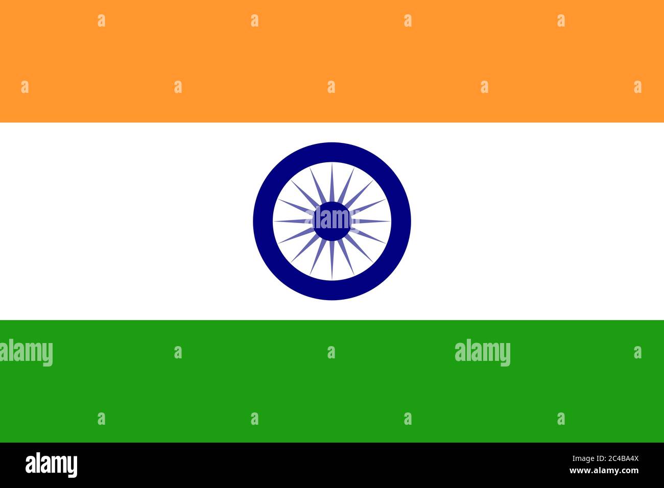 Illustration du drapeau national indien. Tiranga (3 couleurs - Saffron blanc et vert) avec la roue bleu marine Ashok Chakra Banque D'Images