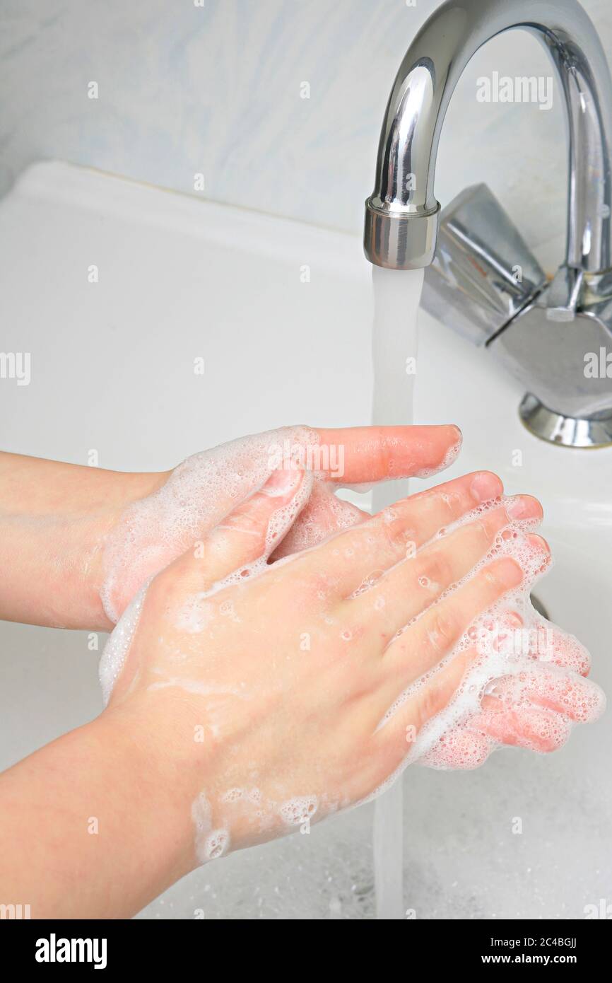 Lavage, nettoyage des mains Banque D'Images