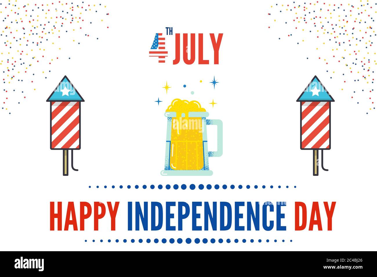 Illustration du 4 juillet Journée de l'indépendance des États-Unis d'Amérique (USA). Cette journée est célébrée comme la naissance de l'indépendance américaine Banque D'Images