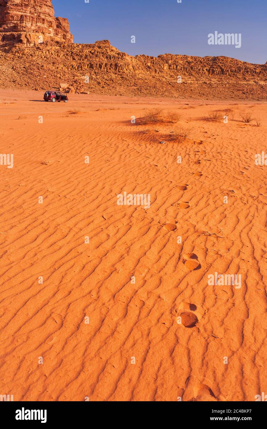 Le désert de Wadi Rum, Jordanie Banque D'Images