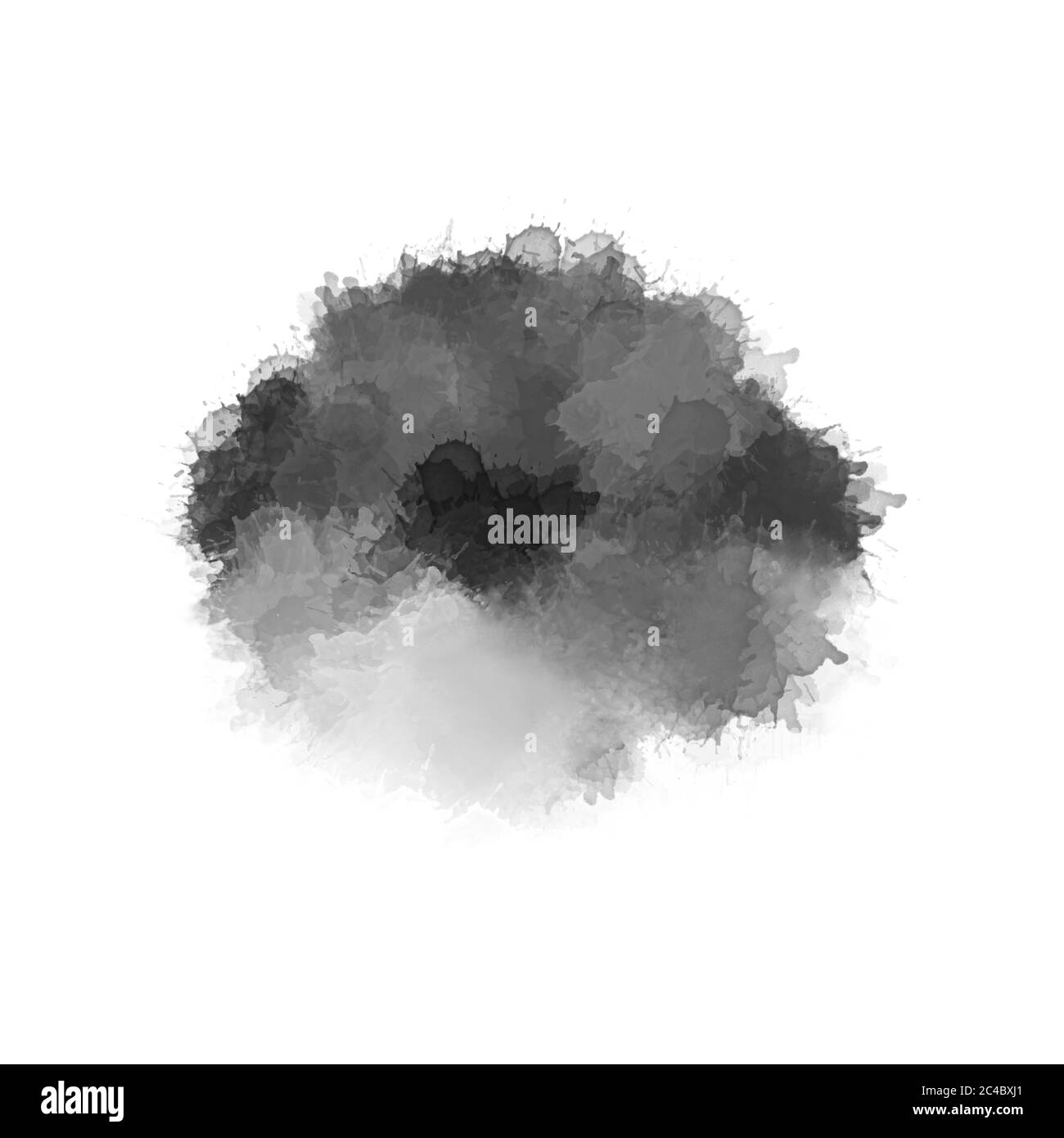 Peinture moderne aux couleurs gris et noir. Taches de peinture monochromes isolées sur fond blanc. Motif aquarelle abstrait. Art contemporain Banque D'Images