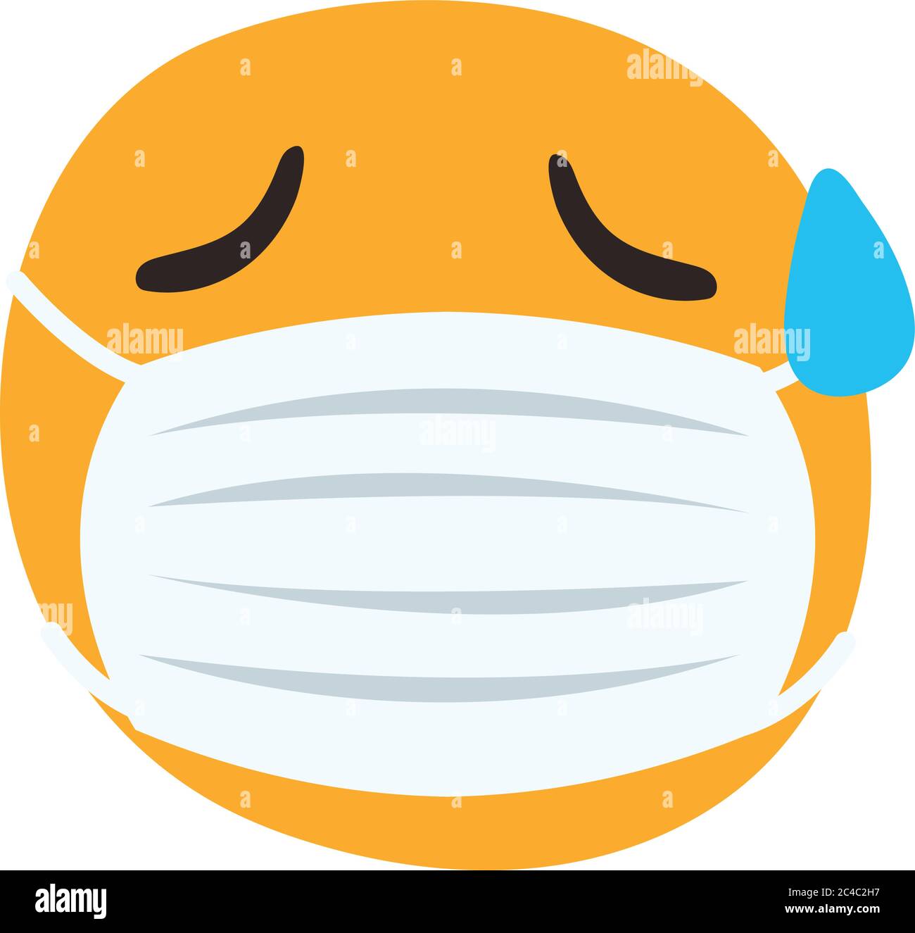 emoji portant un masque médical transpiration main dessiner style vecteur illustration design Illustration de Vecteur