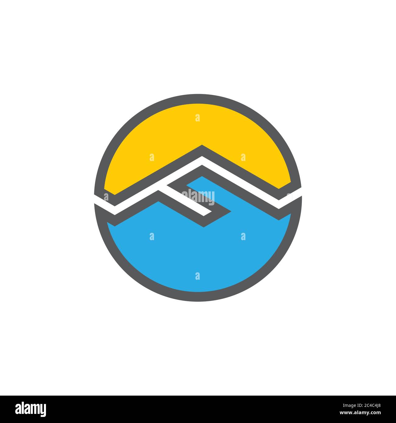 lettre f symbole mer montagne logo vecteur Illustration de Vecteur