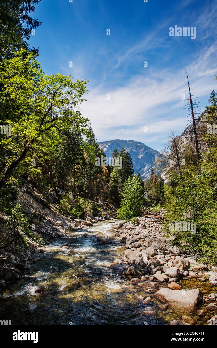 Rivière traversant le parc national de Yosemite, comté de Mariposa, Californie, États-Unis Banque D'Images
