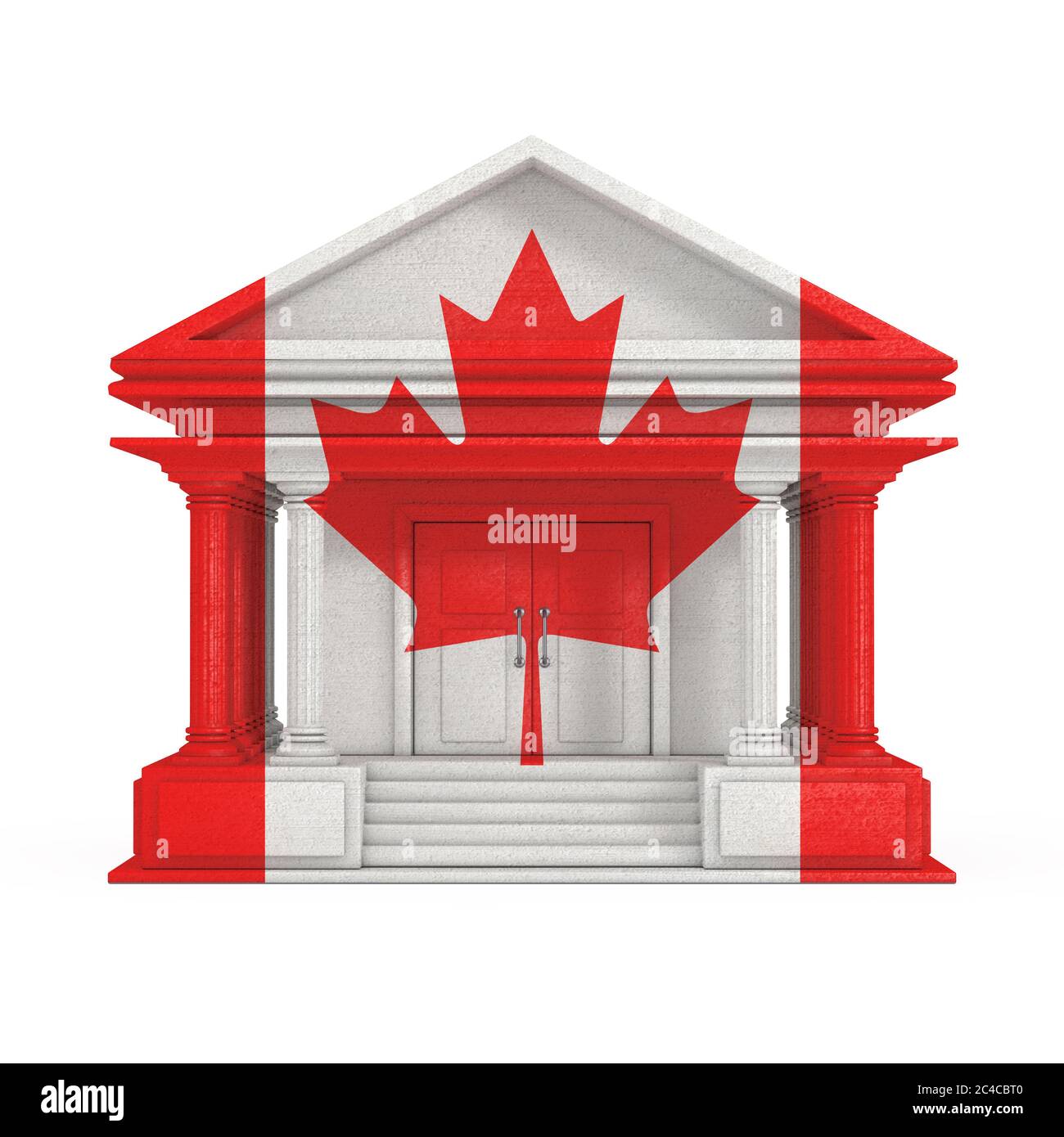 Façade de l'édifice de la Banque, de la Cour ou du gouvernement avec drapeau du Canada sur fond blanc rendu 3d Banque D'Images
