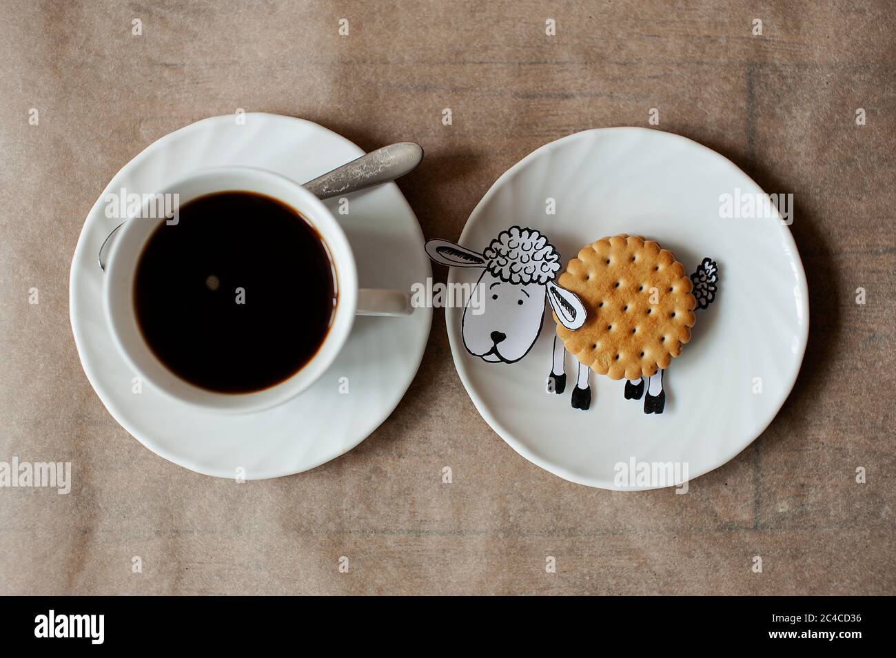 tasse de café et d'agneau avec des biscuits bonjour Banque D'Images