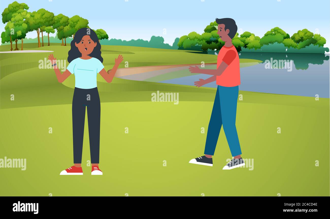 couple se bat dans les jardins Illustration de Vecteur