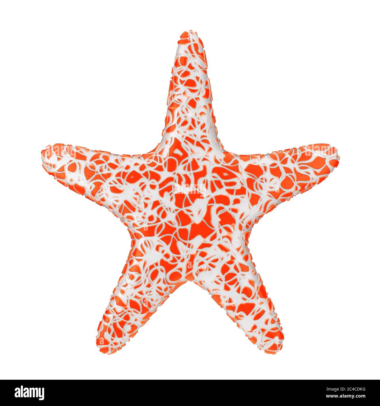 Red Caribbean Starfish sur fond blanc. Rendu 3d Banque D'Images