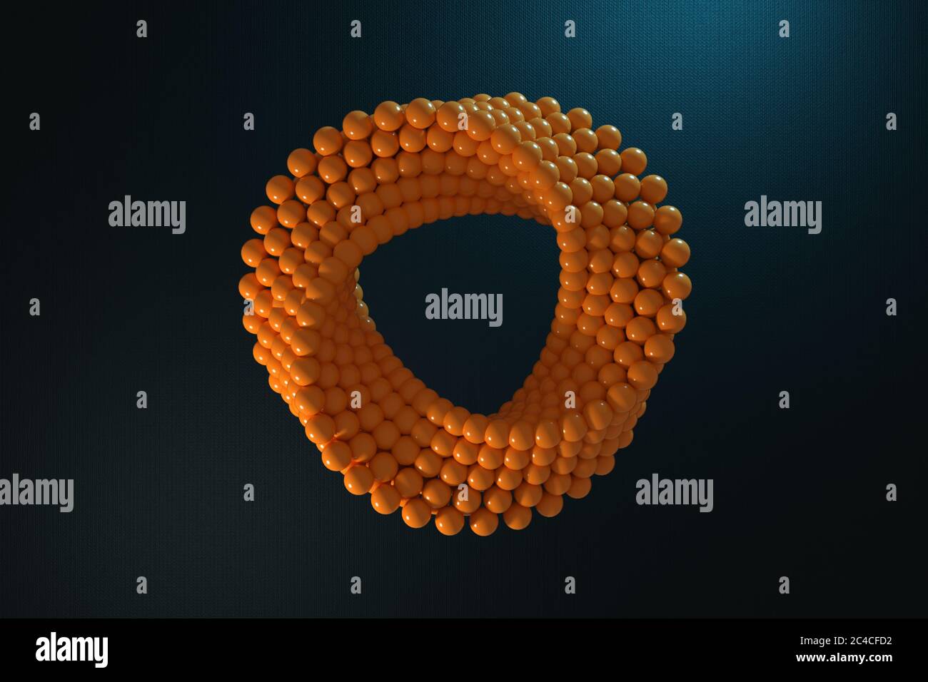 Résumé Impossible Orange Balls boucle forme cercle Cross Cap sur fond noir. Rendu 3d Banque D'Images