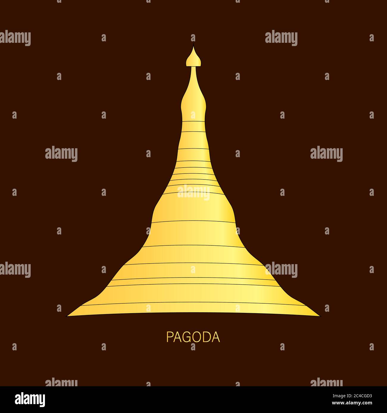 Pagoda une illustration de style bouddhiste birman Illustration de Vecteur