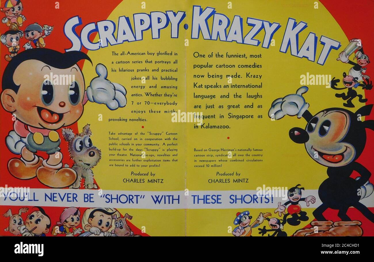 COLUMBIA PICTURES à venir animation One Reel Short 1932 promotion Graphisme  avec SCRAPPY et KRAZY KAT de Studio Year Book pour la saison 1933 - 1934  Photo Stock - Alamy