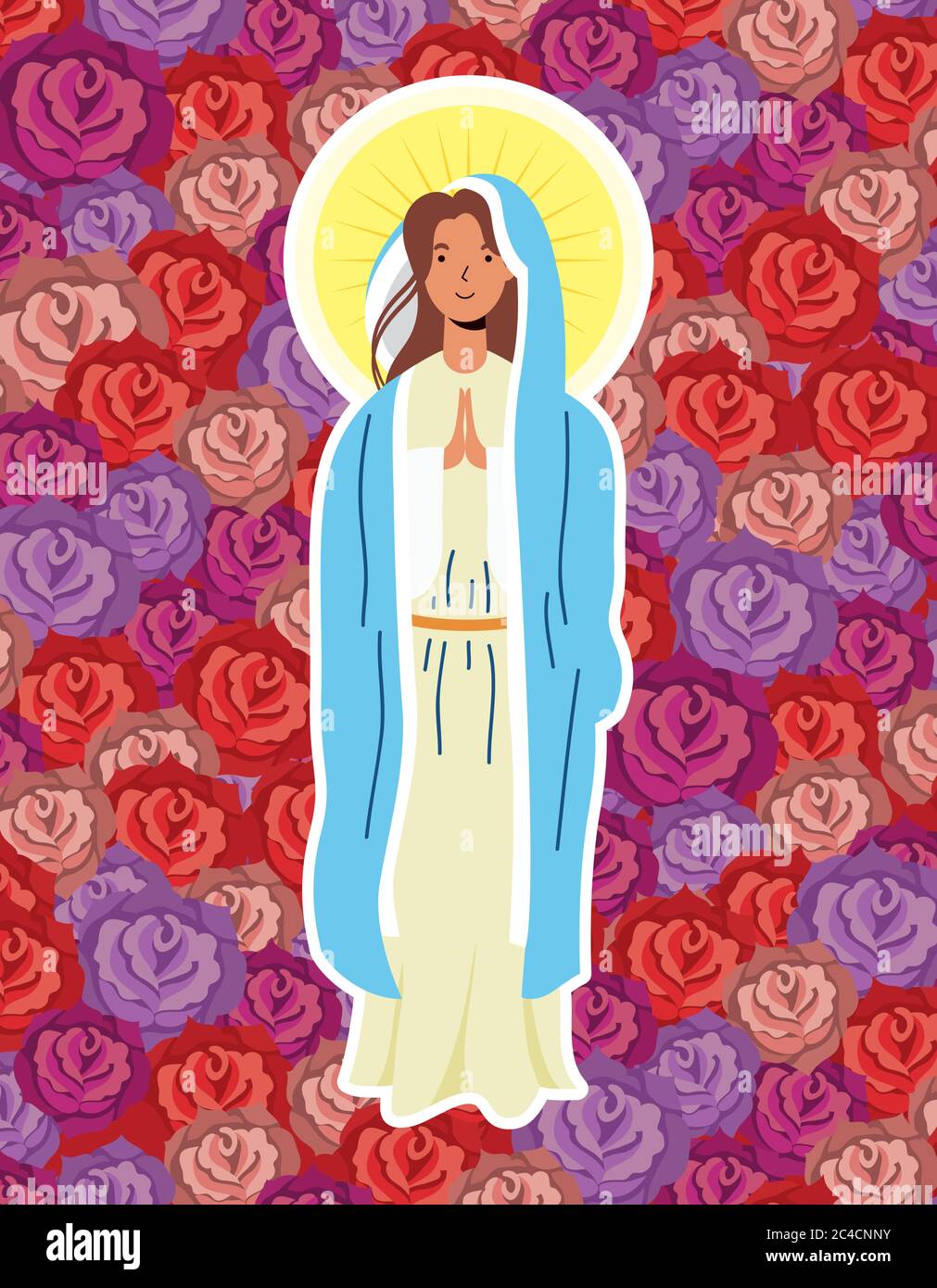 hypothèse vierge miraculeuse de marie avec des roses de fond vecteur illustration conception Illustration de Vecteur