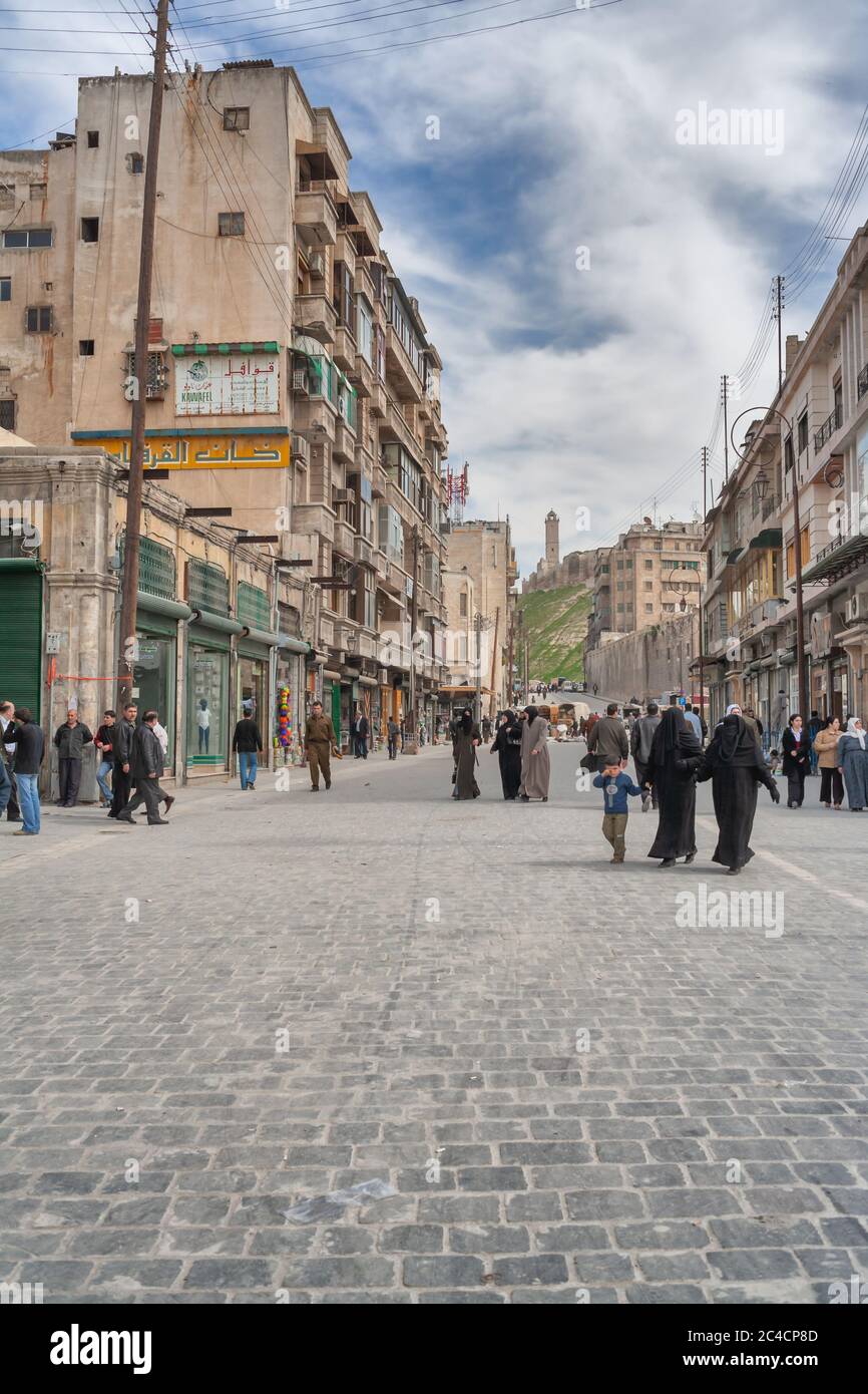 Rue dans la vieille ville, Alep, Syrie Banque D'Images