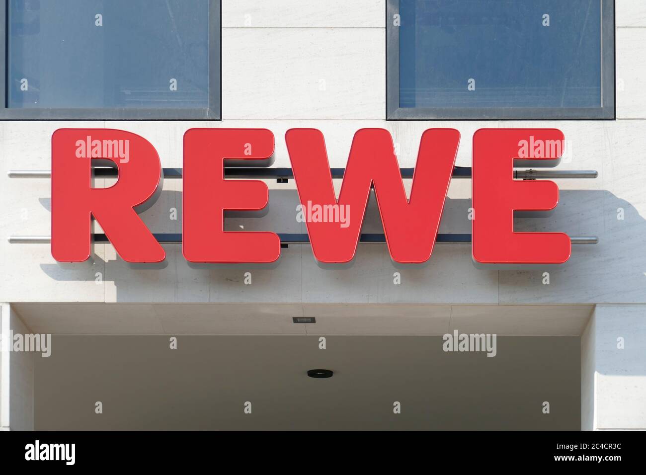 LOGO REWE, supermarché, Allemagne, Europe Banque D'Images