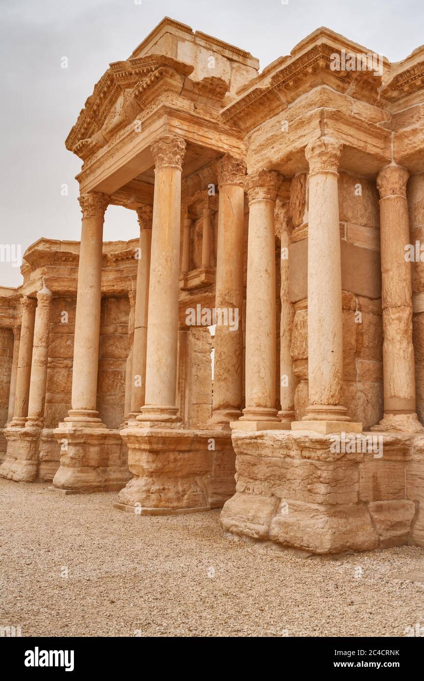 Le grand théâtre, 2ème siècle après J.-C., Palmyra, Tadmur, Syrie Banque D'Images