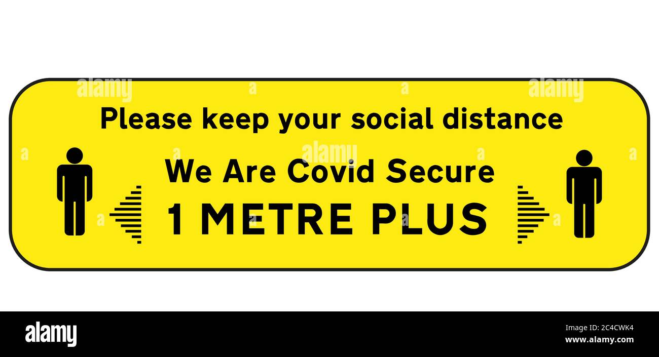 Panneau One Meter plus Covid 19 Illustration de Vecteur