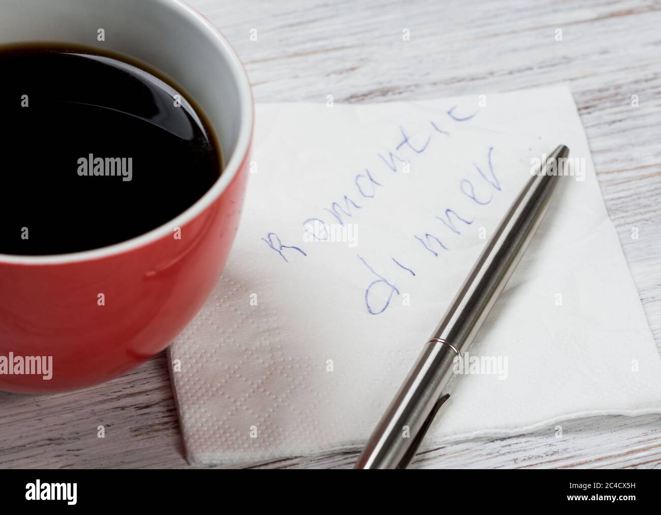 Message écrit sur nappes Banque D'Images